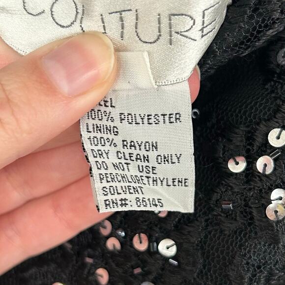 Sean Couture Black Silver Sequin Embellished Evening Dress/Jacket Set Womens 12 - Picture 4 of 6